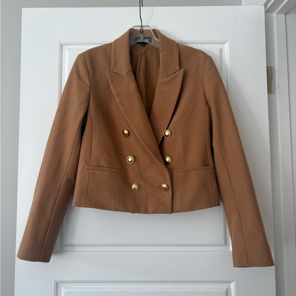 Express Women's Tan Double-Breasted Blazer